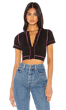 

Топ на пуговицах ariel - superdown, Черный, Короткий рукав