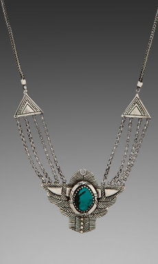 SPELL Dark Side Of The Moon Necklace w/ Turquoise Stone - Silver