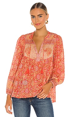 SPELL Love Story Blouse in Red Coral | REVOLVE