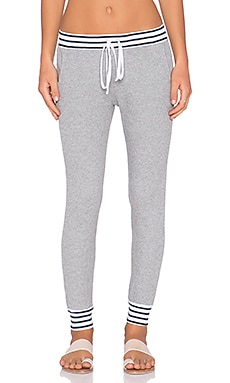 Splendid Thermal Mixed Venice Stripe Pant in Heather Grey & Navy & White