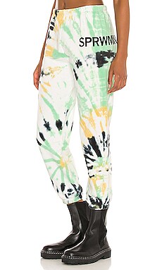 SPRWMN Small Logo Sweatpant in Faded Green Tie Dye REVOLVE