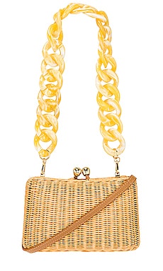 Serpui Charlotte Honey Wicker Clutch