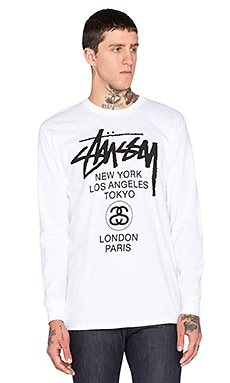 Stussy World Tour L/S Tee in White | REVOLVE