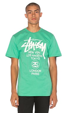 Stussy world discount tour tee green