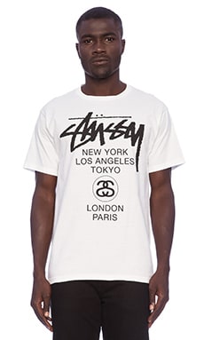 stussy world tour tee white