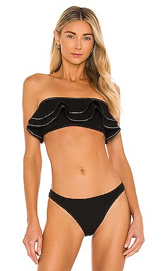 Cabana Solid Ruffle Bandeau Bikini Top