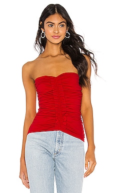 

Топ strapless ruffle trim ruched top - Susana Monaco, Красный, Без бретель