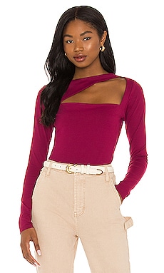 Susana Monaco Angle Cut Out Long Sleeve Top in Raspberry | REVOLVE