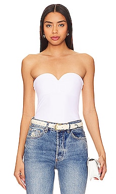 MILLY Nikita Lace Bustier Top in White