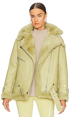 Product image of The Arrivals Moya V Oversized Shearling Moto. Click to view full details