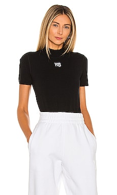 Product image of Alexander Wang Bodycon Short Sleeve Mock Neck Top. Click to view full details