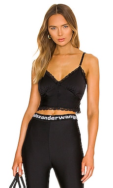 Alexander Wang Embellished Leather And Stretch-lace Bra Top In