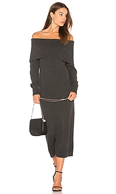 Foldover Sweater Dress in Light Charcoal