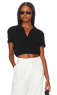 Sueded Jersey Bubble Cropped PoloThe Range$116