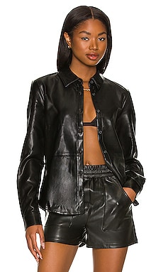 Product image of The Range Plush Faux Leather Seamed Shirt. Click to view full details