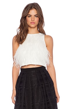 Tibi Feather Crop Tank in Ivory