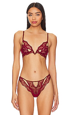 Black lace red hearts wired bralette