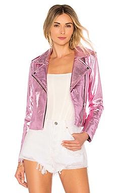 Metallic pink clearance moto jacket