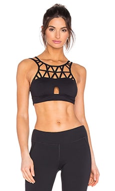 Trina Turk Zig Zag HIgh Neck Sport Bra in Black