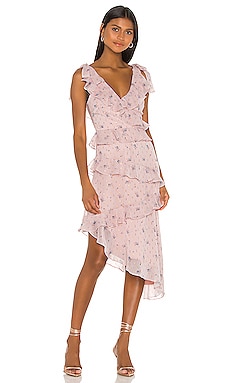 Mahalia Pink Midi Floral Gown w/ Sparkly Lining