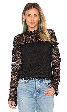 Rozie Corsets Lace Long Sleeve Bustier Top in Black