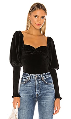 Michael Lauren Kiran Sweetheart Neck Top in Black