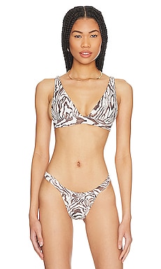 BEACH RIOT - LEAH BRA TOP - CLOUD CREAM ZEBRA