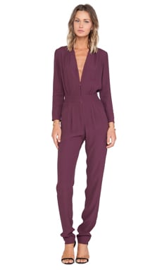 Twelfth Street By Cynthia Vincent Zip Front Jumpsuit in Burgundy