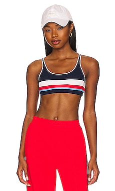 Striped cross-back sports bra in black - Adam Selman Sport