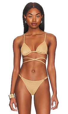 Tropic of C Cha Cha Bikini Top in Gold REVOLVE