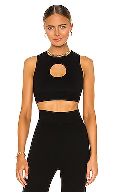 Victor Glemaud Colorblock Cut Out Halter Top in All Black | REVOLVE