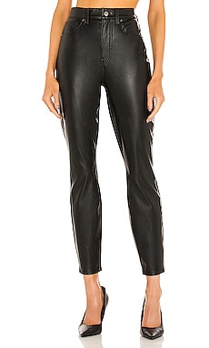 Evanthe Trousers - High Waisted Front Split Faux Leather Trousers