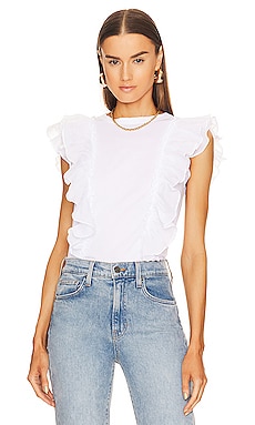 Product image of Veronica Beard Bardot Ruffle Tee. Click to view full details