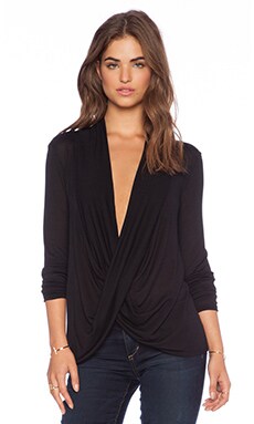 Velvet by Graham & Spencer Rakia New Drapey Slinky Top in Black | REVOLVE