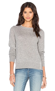 Vince Contrast Tipping Crew Sweater in Heather Steel & Off White | REVOLVE