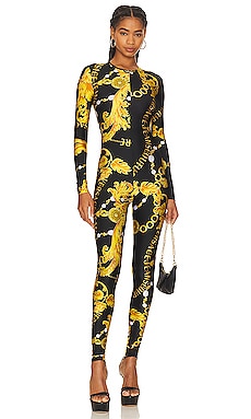 Versace Jeans Couture Black & Gold Jumpsuit in Black & Gold