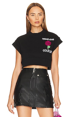Short Sleeve Roses Sweatshirt Versace Jeans Couture $191 