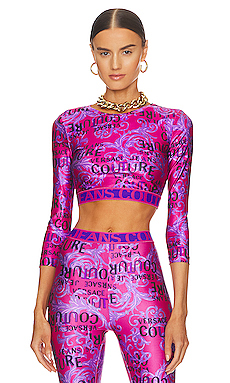 Product image of Versace Jeans Couture Logo Couture Long Sleeve Top. Click to view full details