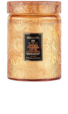 Product image of Voluspa Spiced Pumpkin Latte Large Glass Jar Candle. Click to view full details