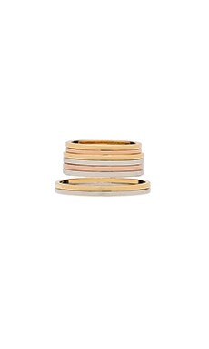 Product image of Wanderlust + Co Mixed Metal Ring Set. Click to view full details