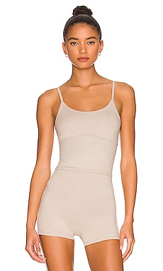 Beyond Yoga Spacedye Slim Racerback Cropped Tank in Birch Heather