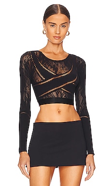 Sporty Logo Net Long Sleeve Top Wolford $190 NEW