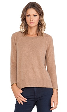 Brochu Walker Eton Layered Crew Looker Sweater in Camel Melange & White