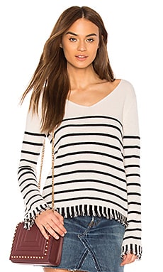 фото Striped fringe v neck - White + Warren