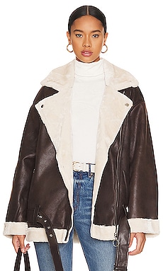 Product image of WeWoreWhat Suede Bonded Faux Fur Moto Jacket. Click to view full details