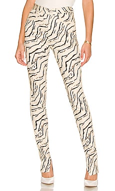 WeWoreWhat Piped Stiletto Slit Pant in Tiger Ivory