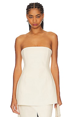 Textured Strapless Top in White