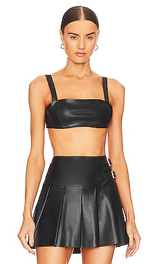 Faux Leather Ruched Bralette