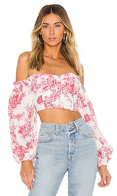 MORE TO COME Krista Floral Crop Top in Pink Floral