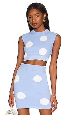 YEAR OF OURS Fairfax Crop in Blue Polka Dot